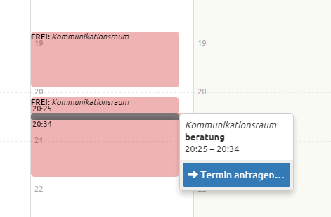 Calendario di prenotazione appuntamenti con cursore di appuntamento