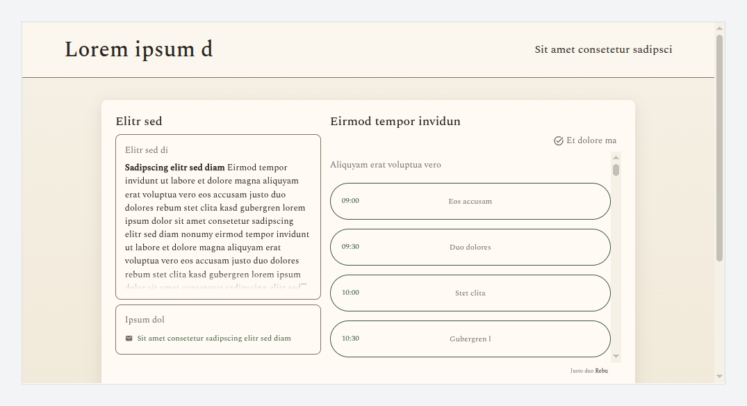 Modello «Feierabend — accogliente» sulla pagina di prenotazione (testo di esempio)