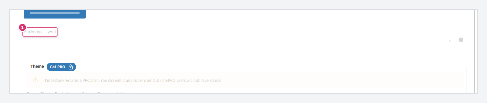 Impostazioni → Layout di prenotazione · (1) Layout di prenotazione