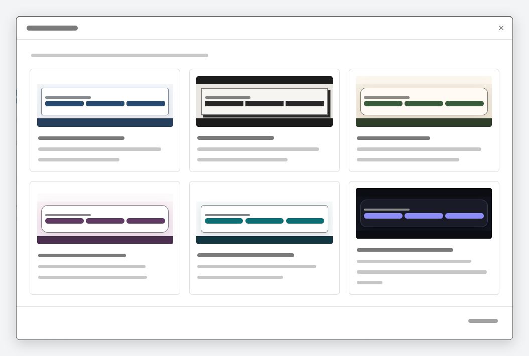 Layout di prenotazione → Carica design: i sei modelli